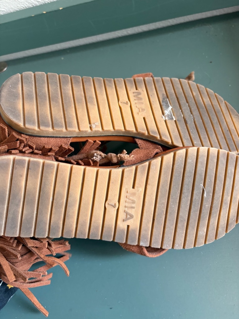 MIA Cinnamon Suede Fringe Sandals Festival Bohemian - Picture 7 of 8